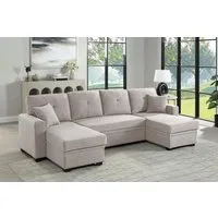ATLANTIC home collection Wohnlandschaft Gerrit U-Form, Br. 282 cm Couch, Liegefl. 125x215 cm, mit Schlaffunktion, 2 Bettkästen & 2 Zierkissen
