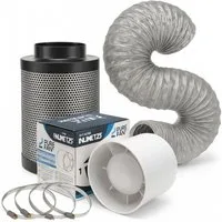 Purple Leafz Abluft-Set Grow Abluft Set Eco 107 m³/h 100 mm Anschluss – Lüfter Grow, Abluftset mit Aktivkohlefilter und Rohrlüfter