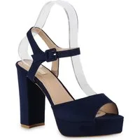 VAN HILL 826158 Plateausandaletten Damen Plateau Sandaletten Blockabsatz Party High Heels