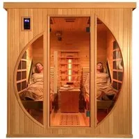 Hecht Infrarotkabine Heim Sauna Fantasy Indoor, 2 Personen, 12 Heizstrahler, 3450W, 7 Flächenstrahler, 5 Keramikstrahler, Lichttherapie, 180x180x190cm