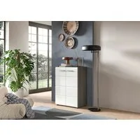 Home affaire Kommode Rumba, Breite 60cm, in Rauchsilber Nachbildung/ Weiß Hochglanz, Kommode, Sideboard, Schrank