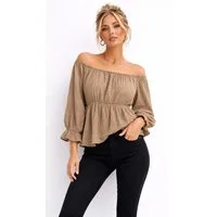 Worldclassca Chiffonbluse Worldclassca Musselin Off Shoulder Bluse Chiffon Sommer Top Shirt 3/4 Neue Kollektion - Stilvolle und gemütliche Sommer Mode für Damen