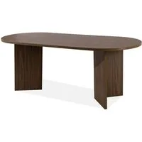 KONSIMO® Esstisch FABER Esszimmertisch, oval, hergestellt in der EU (204 x 90 cm), Küchentisch, V-förmige Beine, Holzstruktur, dunkle Walnuss