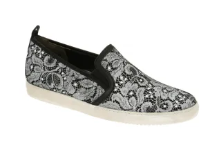 Paul Green Damen Slipper 4244-035 Schwarz Echtleder Textil Gummisohle Normal ...
