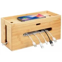 relaxdays Kabelbox aus Bambus, natur