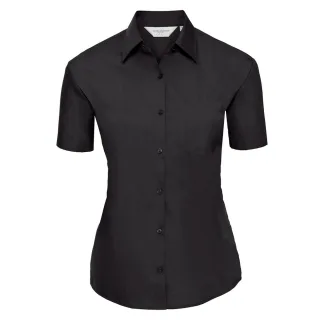 Russell Collection - "Classic" Hemd Pflegeleicht für Damen kurzärmlig (Schwarz)