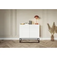 Selsey Sideboard VELDIO, 2-türig mit 2 Schubladen und schwarzem Gestell, 100 cm