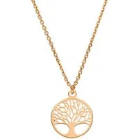 SCHOSCHON Kette mit Anhänger Halskette Lebensbaum Anhänger 925 Silber vergoldet mini ø 12 mm, Baum des Lebens