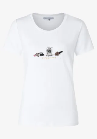 MORE & MORE - T-Shirt mit Print weiß - Gr. - 38