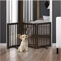 PawHut Hundegitter Absperrgitter Hund freistehend verstellbar Holz klappbar (Set, 1 St., klappbares Kamingitter), 155L x 1.5T x 76H cm