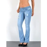 ESRA Bootcut-Jeans Damen Schlaghose Bootcut Jeans Damen Stretch Hose bis Übergröße B3 Damen Jeans Bootcut Hose Wide Leg Jeanshose Low Waist bis Plus Size