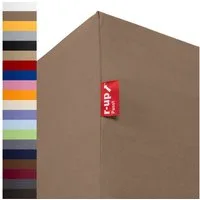 r-up Spannbettlaken Passt 90x200 bis 200x220cm erhältlich! 130 g/m², Baumwolle, Gummizug: fest eingenähtes dauerelastisches Rundumgummi, (1 Stück), (90x200-100x200, 15-35cm Matratzenhöhe, taupe)