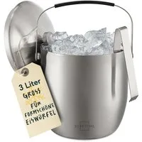 SILBERTHAL Eiseimer Eiswürfelbehälter 3l mit Deckel, inklusive Eissieb und Zange