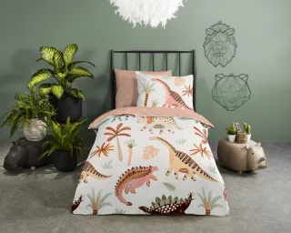 good morning Babybettwäsche "Dino" 2 Stk. 100% Baumwolle, 120x150, Reißverschluss, Wendeoptik, Baby, Junge, Dino