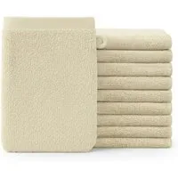 Blumtal Waschhandschuh 10er Set aus Frottee 15x20 cm - weich und saugstark, (Set), mit modischer Bordüre und praktischer Aufhängeschlaufe, 100% Baumwolle
