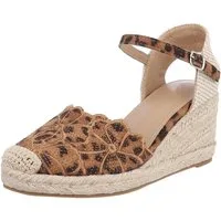 Ital-Design Beige Wedges mit Blumenstickerei – Sommerliche Eleganz Schnürpumps (89372879) Keilabsatz/Wedge Pumps in Braun