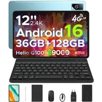 DOOGEE Tab G6 Pro 12'' Tablet mit Tastatur Android 16, 2.4K 90Hz, 128GB/2TB Tablet (12", 128 GB, Android 16, Wifi, Helio G100 Octa-Core, 9000mAh, 8GBRAM, Face ID/Gemini AI)