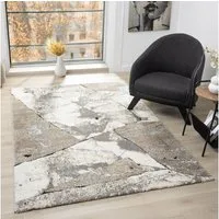 Vimoda Teppich Kurzflor Modern, Marmor Motiv Weich & dicht, Rechteckig, Höhe: 14 mm, Grau Natur Steinmuster, Teppich Wohnzimmer Schlafzimmer, Küche