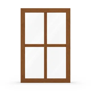 Sprossenfenster aus Kunststoff in Holzoptik, aluplast IDEAL® 4000, Golden-Oak außen, Weiß innen, 80x120 cm, glasteilende Sprossen