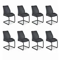 Jiexi Esszimmerstuhl Esszimmerstuhl Grau gepolstert mit Freischwinger Gestell 2er/4er/6er (Set), Schwingstuhl