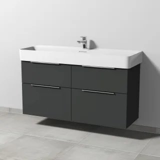 Sanipa 3way Waschtischunterbau zu Laufen VAL Waschtisch mit 4 Auszügen, Graphit-Matt UP8251B