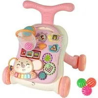 Wisam Lernspielzeug 2in1 Lauflernhilfe Baby Tisch interaktiv Rosa
