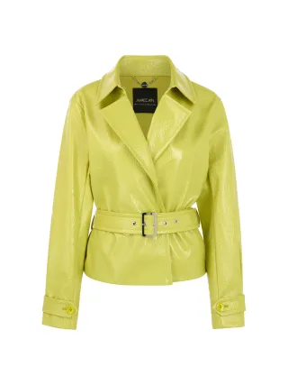 Marc Cain Collections - Kurze Trench-Jacke in Lackoptik apple green new - Gr. - 34