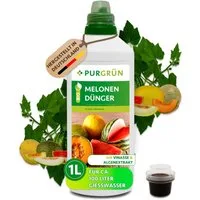 Purgrün Obstdünger Bio Melonen Dünger, NPK 4+1+7, Algenextrakt, Vinasse, 1 Liter, Flüssigdünger, 1-St., 1 Liter