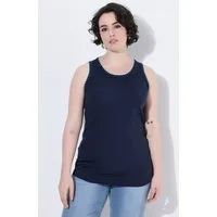 Ulla Popken Longtop Top Rippjersey Zierkanten Rundhals ärmellos