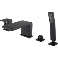 Bernstein Wannenarmatur 6080B Schwarz 4-Loch inkl. ausziehbarer Handbrause