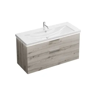 Burgbad Keramik Waschtisch-Set Eqio Eiche Dekor Silber/Alpinweiss, SEZC123F6015C0001 SEZC123F6015C0001