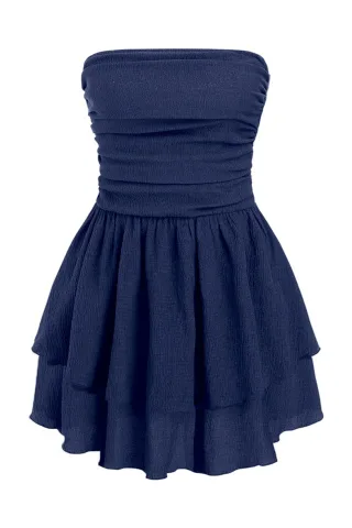 Trägerloses Rüschenshirt-Mini-Kleid