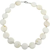 traumschmuck Kette ohne Anhänger 405nn Halskette Collier Muschel Perlmutt Scheibe weiss creme (Geschenk, Muttertag, Weihnachten, Geburtstag, Valentinstag, incl. Schmuckbox), handgefertigt, Made in Germany