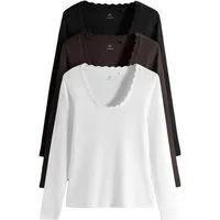 The Set Langarmshirt The Set Langarmshirts mit U-Ausschnitt, 3er-Pack (3-tlg)