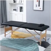 HOMCOM Massageliege 3 Zonen Klappbar Massagetisch mit Kopfstütze Armlehne Tragetasche (Set, 1-St., Massagebett), Schwarz 186 x 60 x 58-81 cm