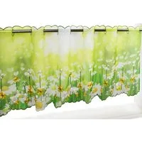 Delindo Lifestyle Scheibengardine Margeriten (1 St), Stangendurchzug, transparent, Voile, zwei Größen