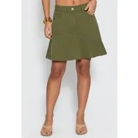 SASSYCLASSY Volantrock Jeans Rock mit Volant für Damen Low Waist Denim Rock mit dekorativer Naht Schwarz Khaki Burgundy