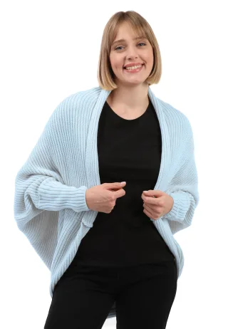 Strickjacke Langärmelige Strickjacke Aus Wollmischung Mit Fledermausärmeln