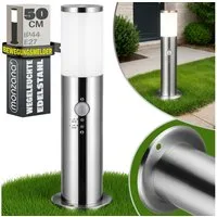 monzana Gartenleuchte, Außenleuchte mit Bewegungsmelder, Einstellbar Edelstahl 50cm IP44 Gartenlampe Wegeleuchte Außen Silber