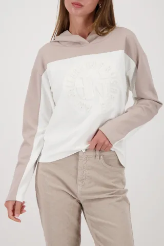 monari - Sweatshirt mit Prägedruck und Strasssteinen off-white - Gr. - 38