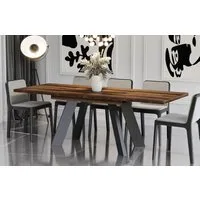 Endo-Moebel Esstisch Como Esstisch 130–210cm ausziehbar für 8 Personen, Tischbeine schwarz, Ausziehbar 130-210 cm (2x40 cm), Platte 36mm, 4 Beine, schwarz matt