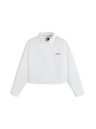 Tommy Jeans - Kurzgeschnittene Bluse weiß - Gr. - XS