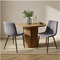 VASAGLE Esszimmerstuhl Samt, Küchenstühle, Sessel mit verstellbaren Füßen, für Wohnzimmer (2 St), bis 120 kg belastbar, modern, gepolstert, schiefergrau