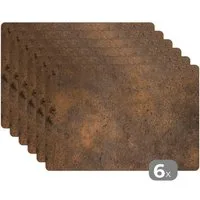 MuchoWow Platzset Rostdruck - Eisen - Braun, (6-St), Platzsets, Tischset, Abwaschbar, Tischsets, Platzdeckchen