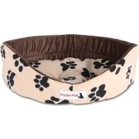 Home4Living Hundekorb Katzenbett Hundebett Plüsch 54x46cm Beige-Braun Kuschelbett, herausnehmbares Kissen