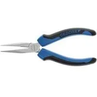 Flachrundzange mit Schneide, 160mm, Greifzange blau/schwarz, 2-Komponentengriff, gezahnt, gerade Form