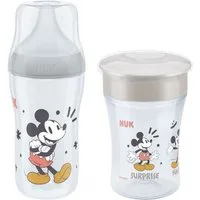NUK Babyflasche NUK Perfect Match Babyflasche + Disney Mickey Mouse Magic Cup 230ml