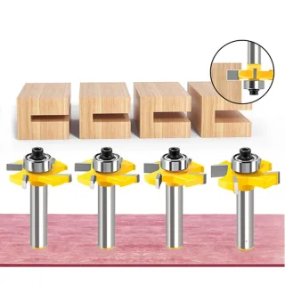 Tongue Groove Router Bit 8mm Shank 4 Flute Ball Bearing Grooving Cutter Tungsten Steel Straight End Mill for Woodworking