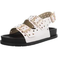 Ital-Design Moderne Sandalen mit Schnallen und erstklassigem Komfort Riemchensandalette (89323135) Flach Riemchensandalen in Weiß