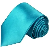 Paul Malone Krawatte Herren Seidenkrawatte Schlips modern uni satin Schmal (6cm), türkis 981